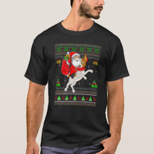 Ugly Xmas Santa Riding Weimaraner Dog Christmas T-Shirt