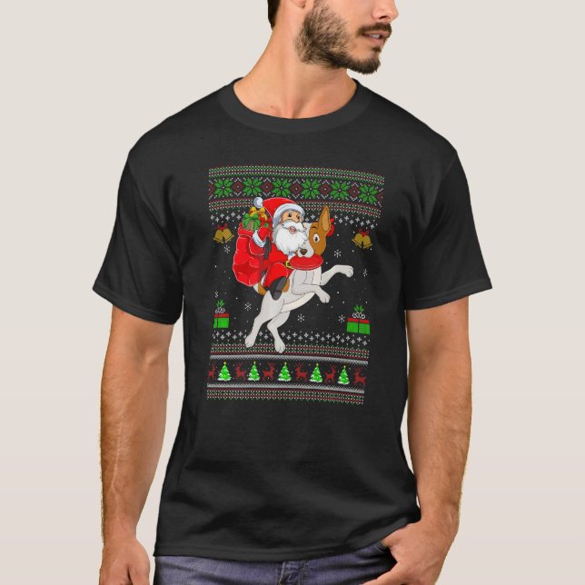 Ugly Xmas Santa Riding Weimaraner Dog Christmas T-Shirt (Front)