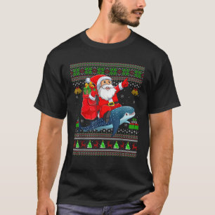 Ugly Xmas Sweater Funny Santa Riding Whale Shark C