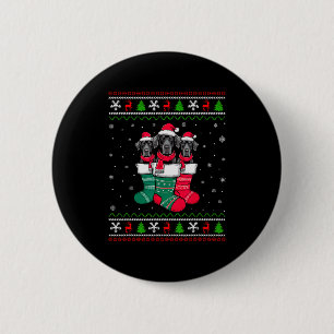 Ugly Xmas Sweater Great Dane Dog In Christmas Sock 2 Inch Round Button