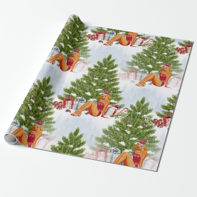 ugly xmas sweater pin up wrapping paper (Unrolled)