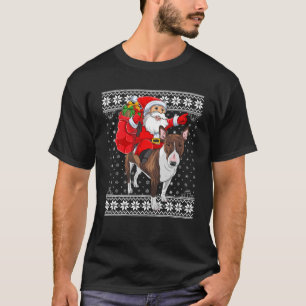 Ugly Xmas Sweater Santa Riding Bull Terrier Dog Ch