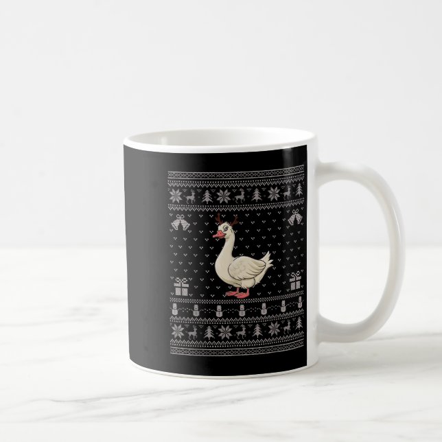 Ugly Xmas Sweater Style Goose Reindeer Christmas  Coffee Mug (Right)