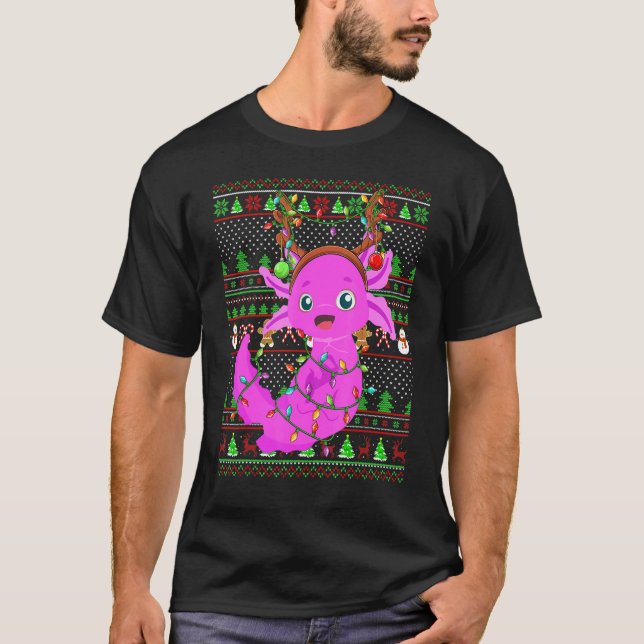 Ugly Xmas Sweater Style Lighting Axolotl Christmas (Front)