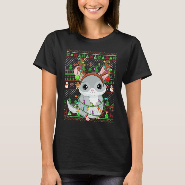 Ugly Xmas Sweater Style Lighting Chinchilla Christ (Front)