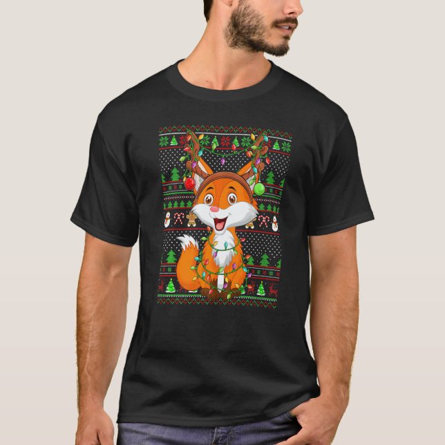 Ugly Xmas Sweater Style Lighting Fox Christmas (Front)