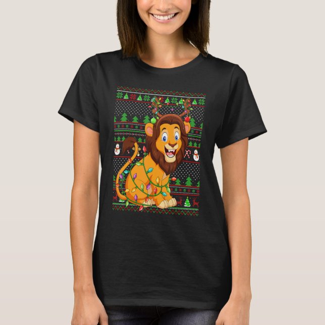 Ugly Xmas Sweater Style Lighting Lion Christmas (Front)