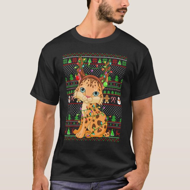 Ugly Xmas Sweater Style Lighting Lynx Christmas (Front)
