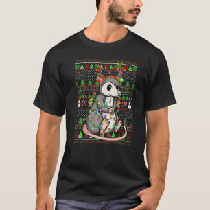 Ugly Xmas Sweater Style Lighting Opossum Christmas