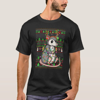 Ugly Xmas Sweater Style Lighting Opossum Christmas