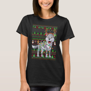 Ugly Xmas Sweater Style Lighting Wolf Christmas