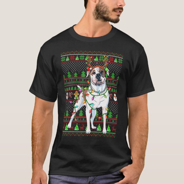Ugly Xmas Sweater Style Lights American Bulldog Ch (Front)