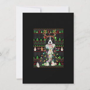 Ugly Xmas Sweater Style Lights Border Collie Dog C Invitation