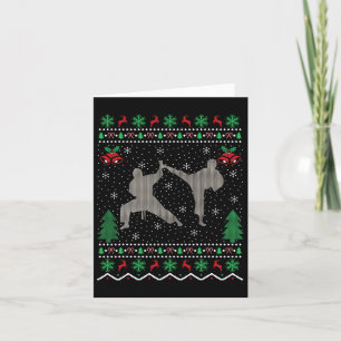 Ugly Xmas Sweater Style Martial Arts Karate Christ Card