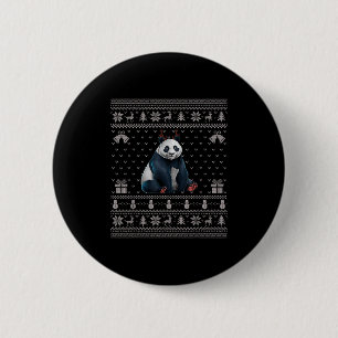 Ugly Xmas Sweater Style Panda Reindeer Christmas  2 Inch Round Button