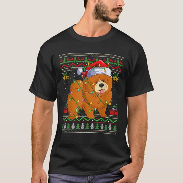 Ugly Xmas Sweater Style Santa Chow Chow Dog Christ (Front)