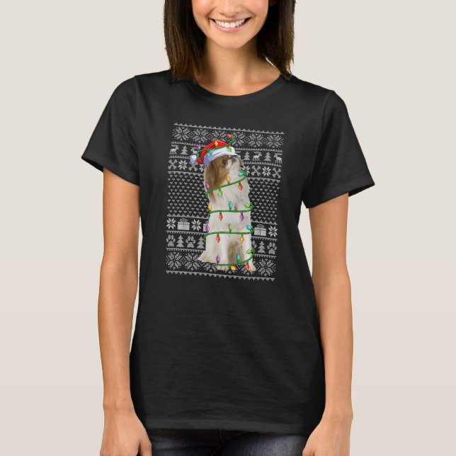 Ugly Xmas Sweater Style Santa Japanese Chin Dog Ch (Front)