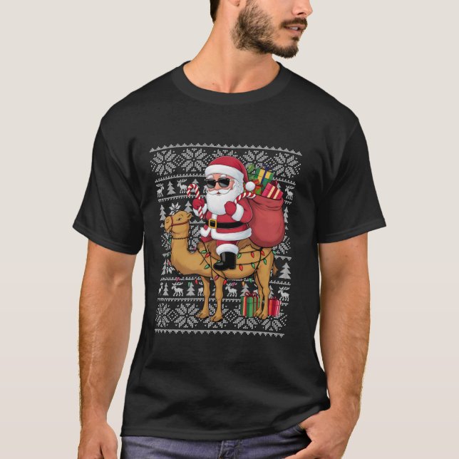 Ugly Xmas Sweater Style Santa Riding Camel Christm (Front)