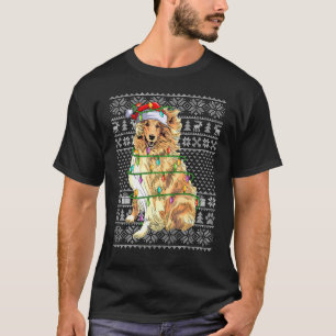 Ugly Xmas Sweater Style Santa Rough Collie Dog Chr