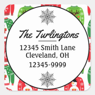 Ugly Xmas Sweaters Polar Bear Return Address Square Sticker