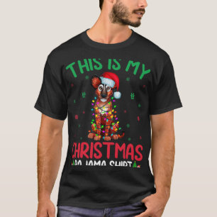 Ugly Xmas Tree Lights Santa African Wild Dog Chris T-Shirt