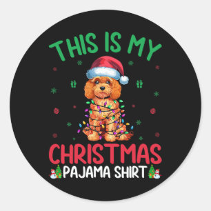Ugly Xmas Tree Lights Santa Apoo Dog Christmas Paj Classic Round Sticker