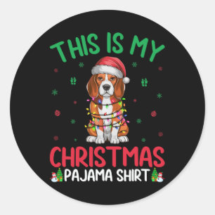 Ugly Xmas Tree Lights Santa Beagle Dog Christmas P Classic Round Sticker