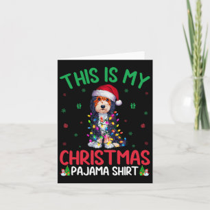 Ugly Xmas Tree Lights Santa Bernedoodle Dog Christ Card