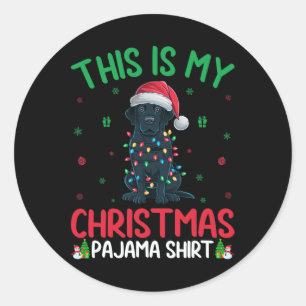 Ugly Xmas Tree Lights Santa Black Labrador Dog Chr Classic Round Sticker