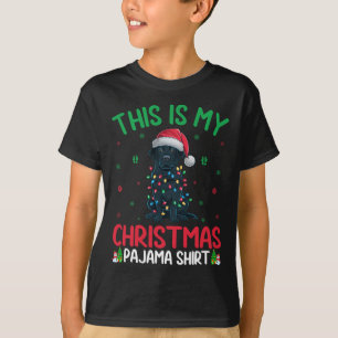 Ugly Xmas Tree Lights Santa Black Labrador Dog Chr T-Shirt