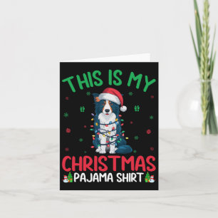 Ugly Xmas Tree Lights Santa Border Collie Dog Chri Card