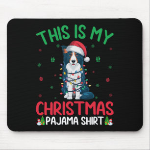 Ugly Xmas Tree Lights Santa Border Collie Dog Chri Mouse Pad