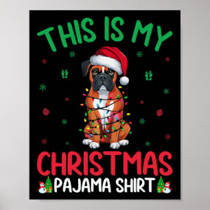 Ugly Xmas Tree Lights Santa Boxer Dog Christmas Pa Poster