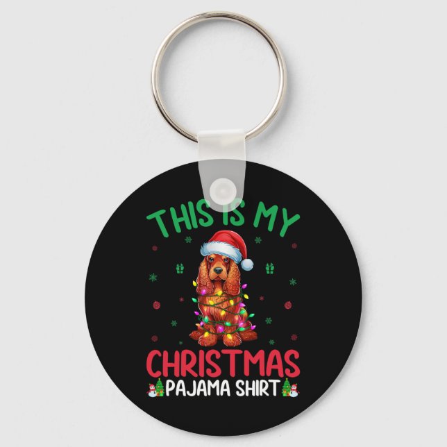 Ugly Xmas Tree Lights Santa Er Spaniel Dog Christm Keychain (Front)