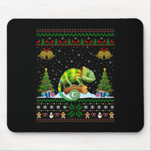 Ugly Xmas Tree Lights Santa Hat Chameleon Christma Mouse Pad