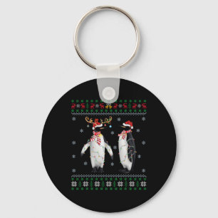 Ugly Xmas Tree Lights Santa Hat Penguin Bird Chris Keychain