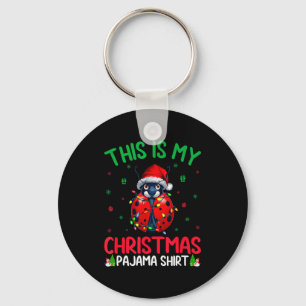 Ugly Xmas Tree Lights Santa Ladybug Christmas Paja Keychain