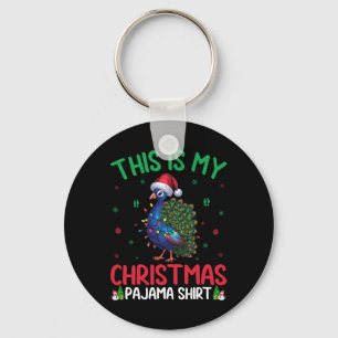 Ugly Xmas Tree Lights Santa Pea Christmas Pajama Keychain