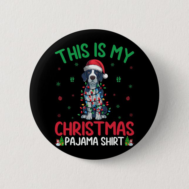 Ugly Xmas Tree Santa English Pointer Dog Christmas 2 Inch Round Button (Front)