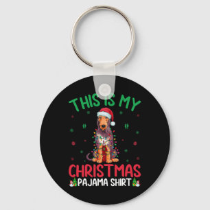 Ugly Xmas Tree Santa Irish Wolfhound Dog Christmas Keychain