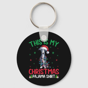 Ugly Xmas Tree Santa Italian Greyhound Dog Christm Keychain