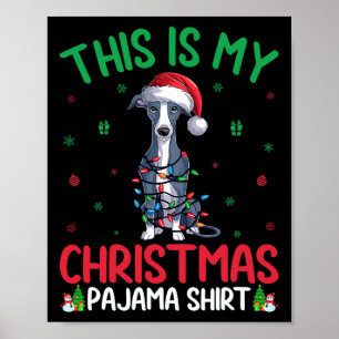 Ugly Xmas Tree Santa Italian Greyhound Dog Christm Poster