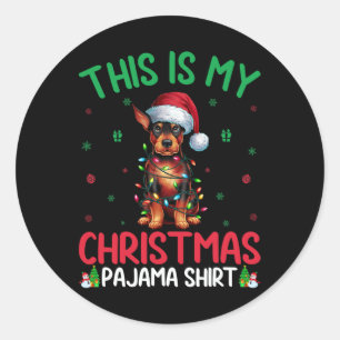 Ugly Xmas Tree Santa Miniature Pinscher Dog Christ Classic Round Sticker