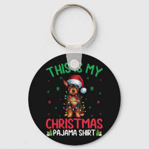 Ugly Xmas Tree Santa Miniature Pinscher Dog Christ Keychain