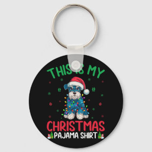 Ugly Xmas Tree Santa Miniature Schnauzer Dog Chris Keychain