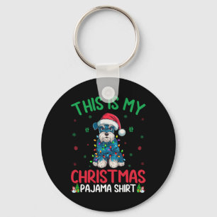 Ugly Xmas Tree Santa Miniature Schnauzer Dog Chris Keychain