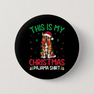 Ugly Xmas Tree Santa Norwegian Elkhound Dog Christ 2 Inch Round Button