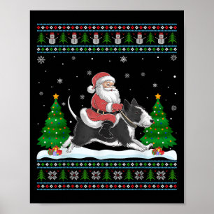 Ugly Xmas Tree Santa Riding Rat Terrier Dog Christ Poster