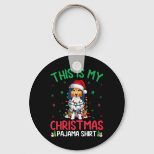 Ugly Xmas Tree Santa Shetland Sheepdog Dog Christm Keychain