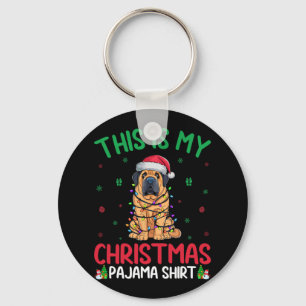 Ugly Xmas Tree Santa Tibetan Mastiff Dog Christmas Keychain